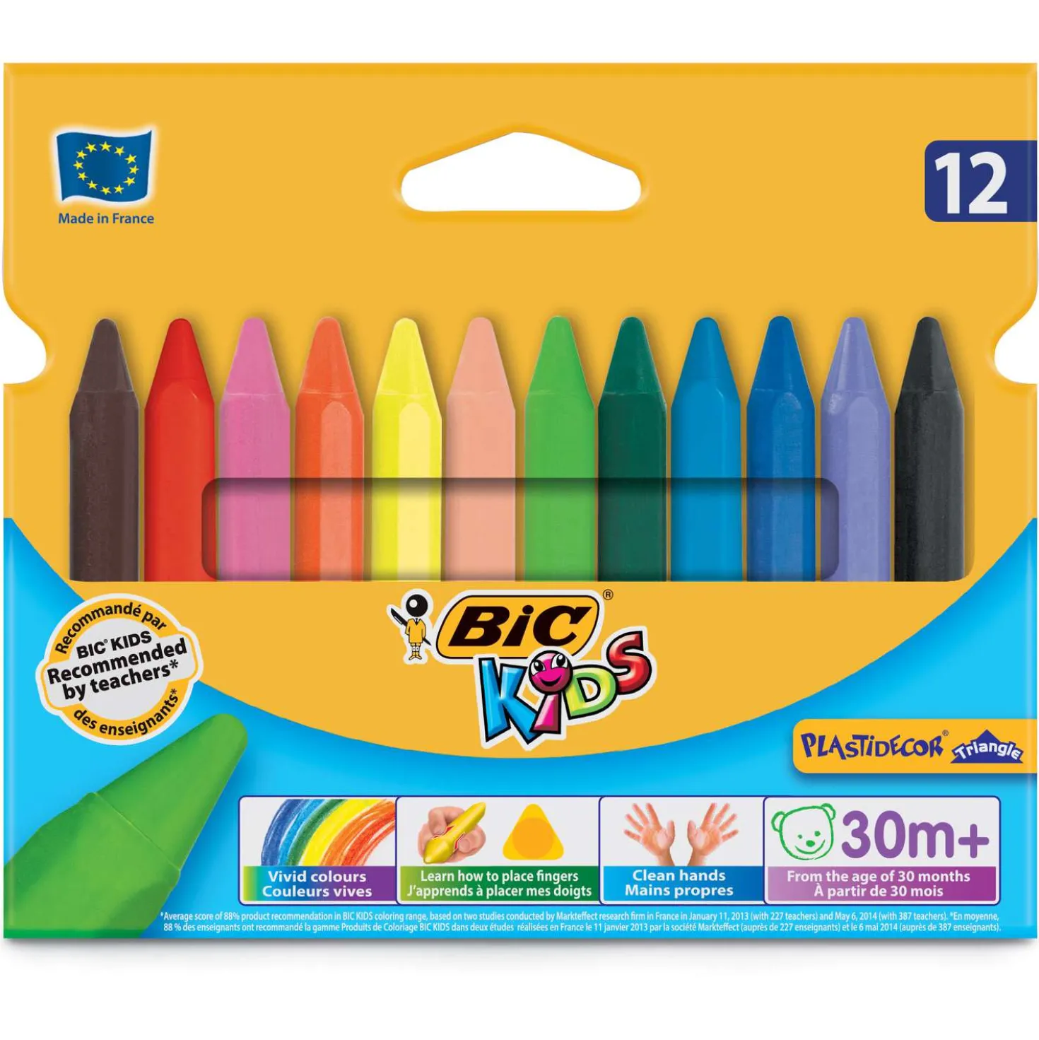 Bic - Set di pastelli a cera triangolari Kids Plastidecor
