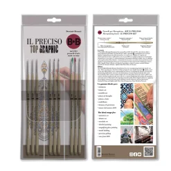 Borciani & Bonazzi - Top Graphic Preciso, Set di 9 pennelli sintetici per dettagli