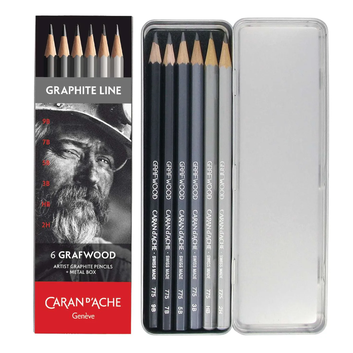 Caran d'Ache - Graphite Line, set di 6 matite Grafwood