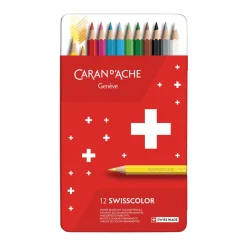 Caran D'Ache - Swisscolor, Set di matite colorate in astuccio in metallo