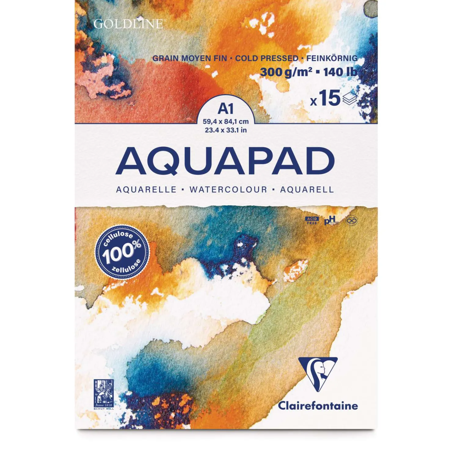 Clairefontaine - Blocco per acquerello Goldine Aquapad