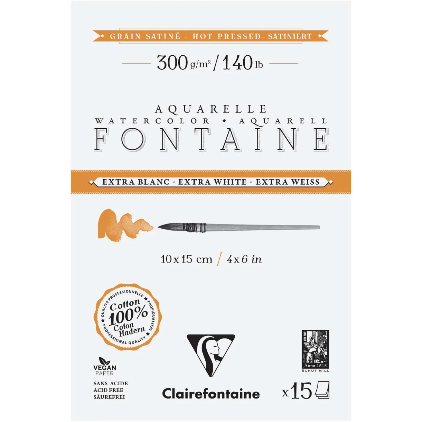 Clairefontaine - Fontaine, Carta per acquerello Extra White, satinata