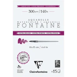 Clairefontaine - Fontaine, Carta per acquerello Extra White, grana fine