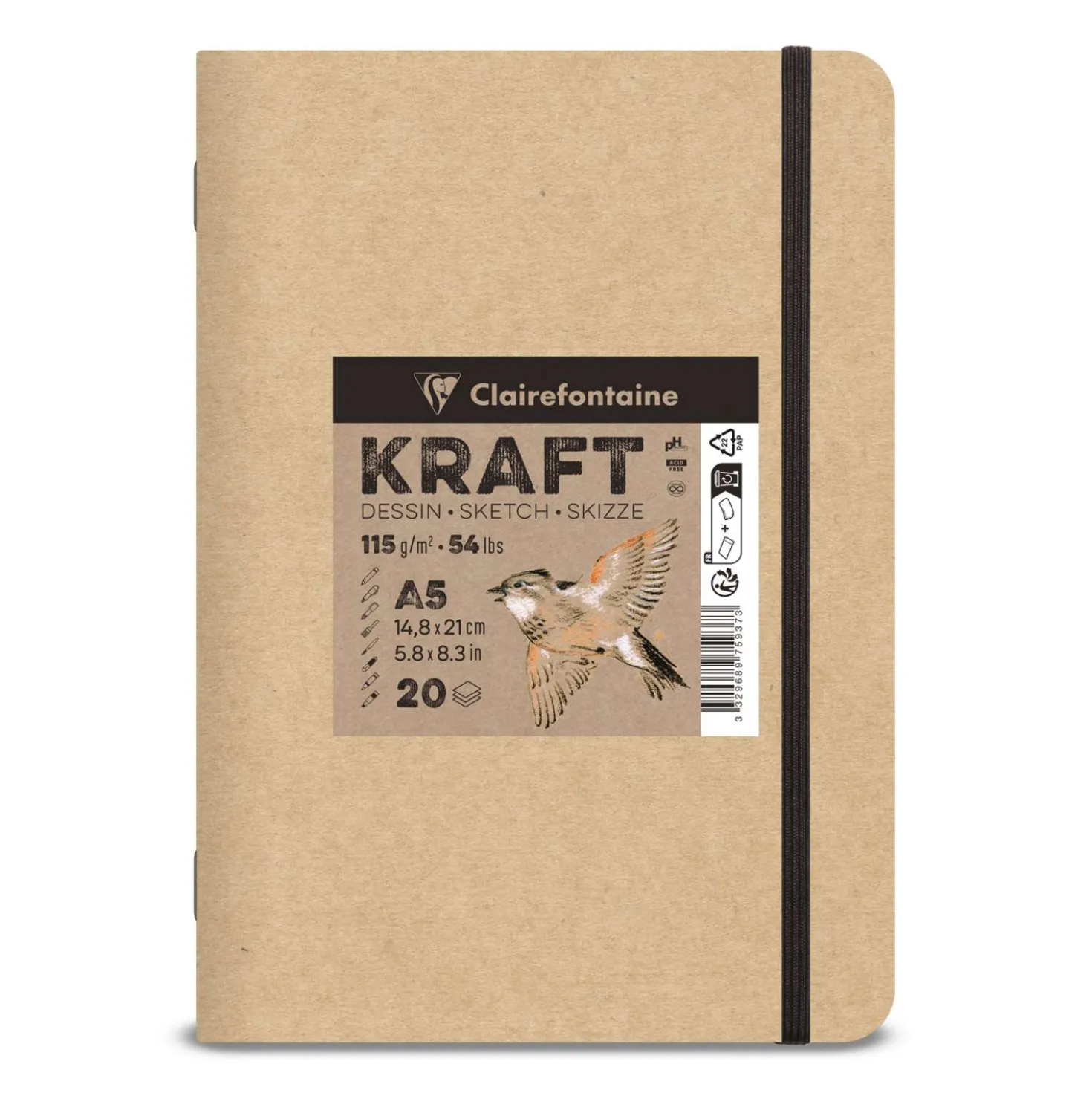 Clairefontaine - Kraft, Libro per schizzi naturale