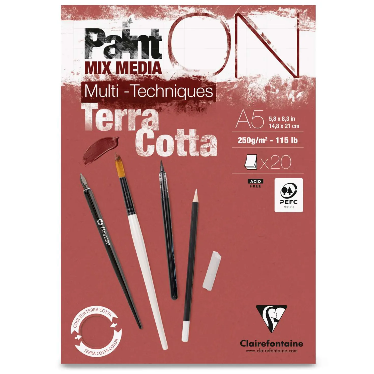 Clairefontaine - Paint On, Carta multi-tecnica color terracotta