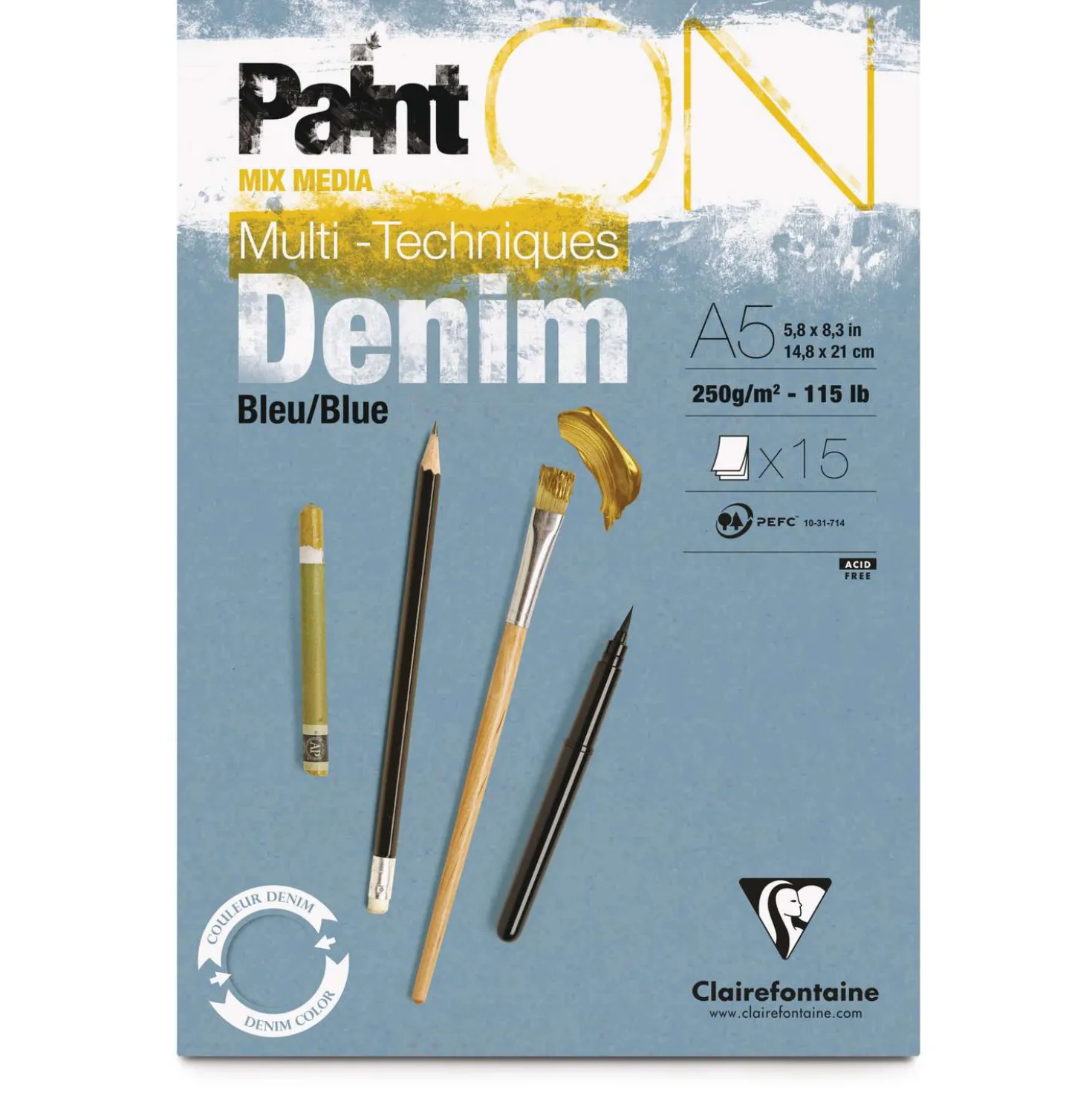 Clairefontaine - PaintON, denim/grigio blu