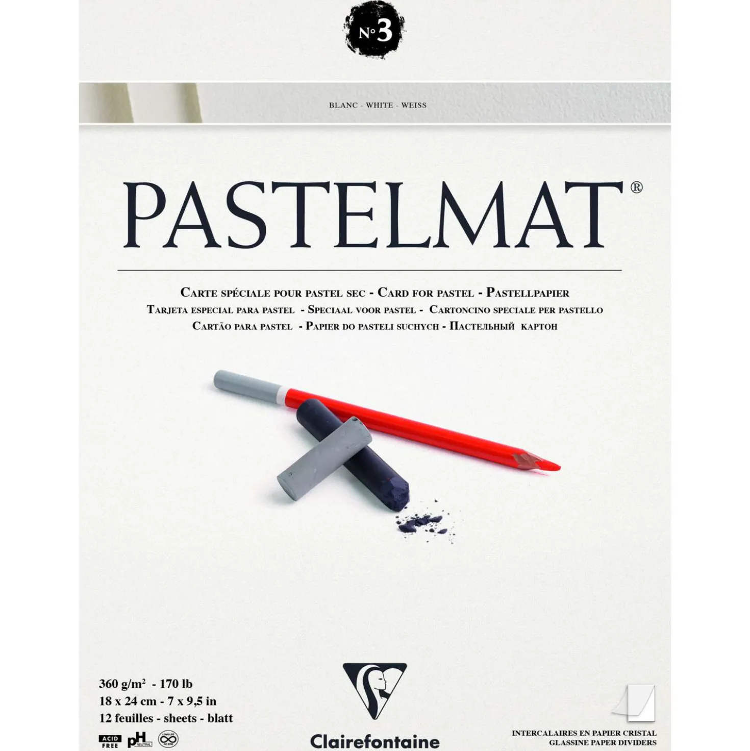 Clairefontaine - Pastelmat, Blocco per pastello n.3, bianco