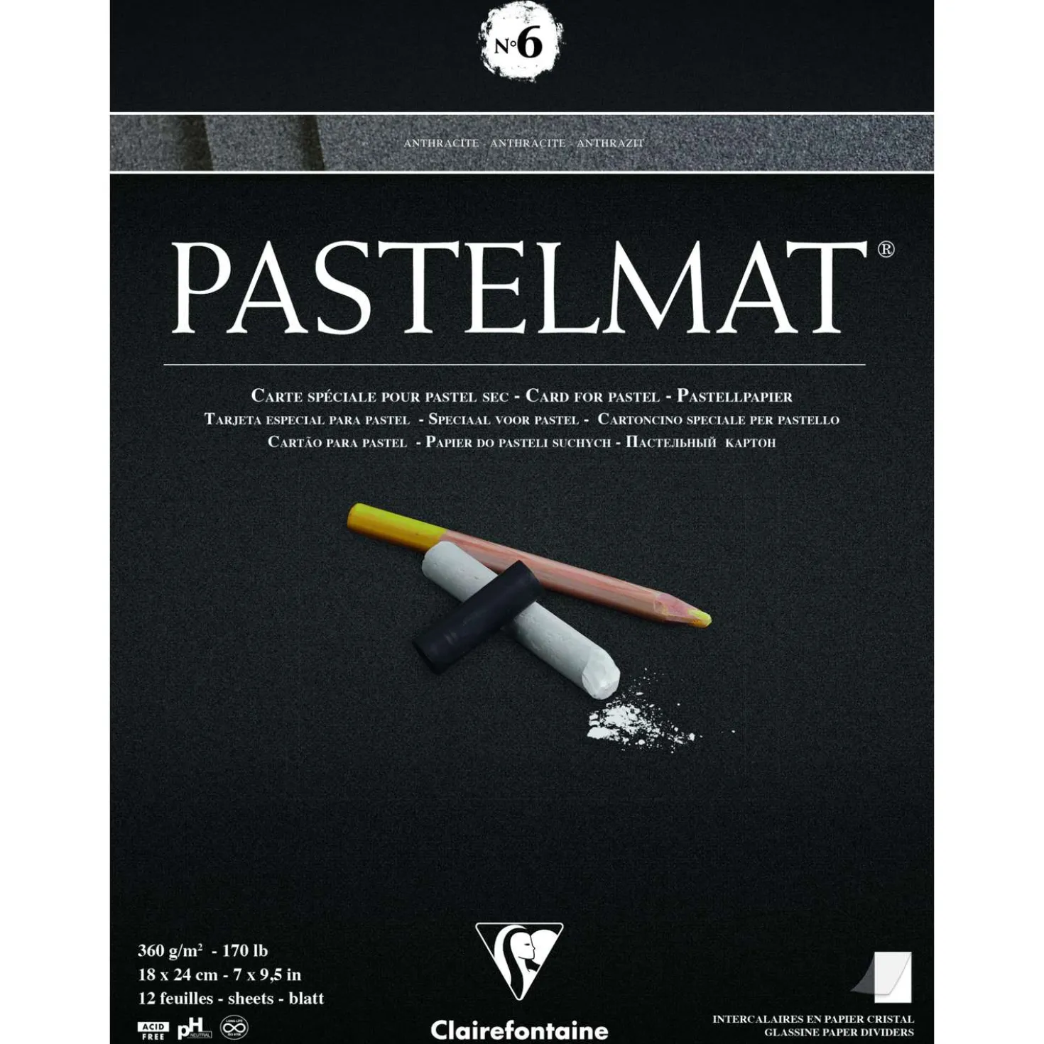 Clairefontaine - Pastelmat, Blocco per pastello n.6, antracite