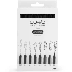 Copic - Multiliner, Set con 8 fineliner neri