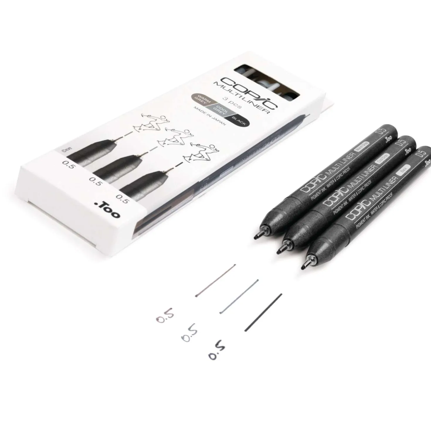 Copic - Multiliner, Set da 3 (grigio + nero)