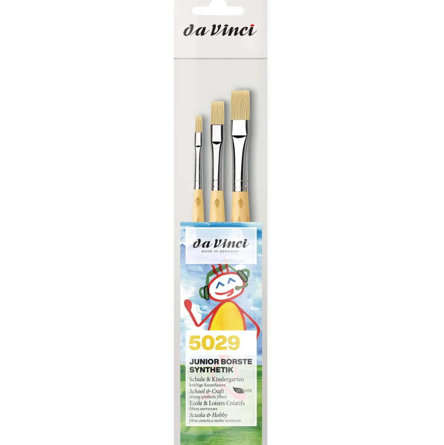Da Vinci - Junior, set di 3 pennelli sintetici, Serie 5029