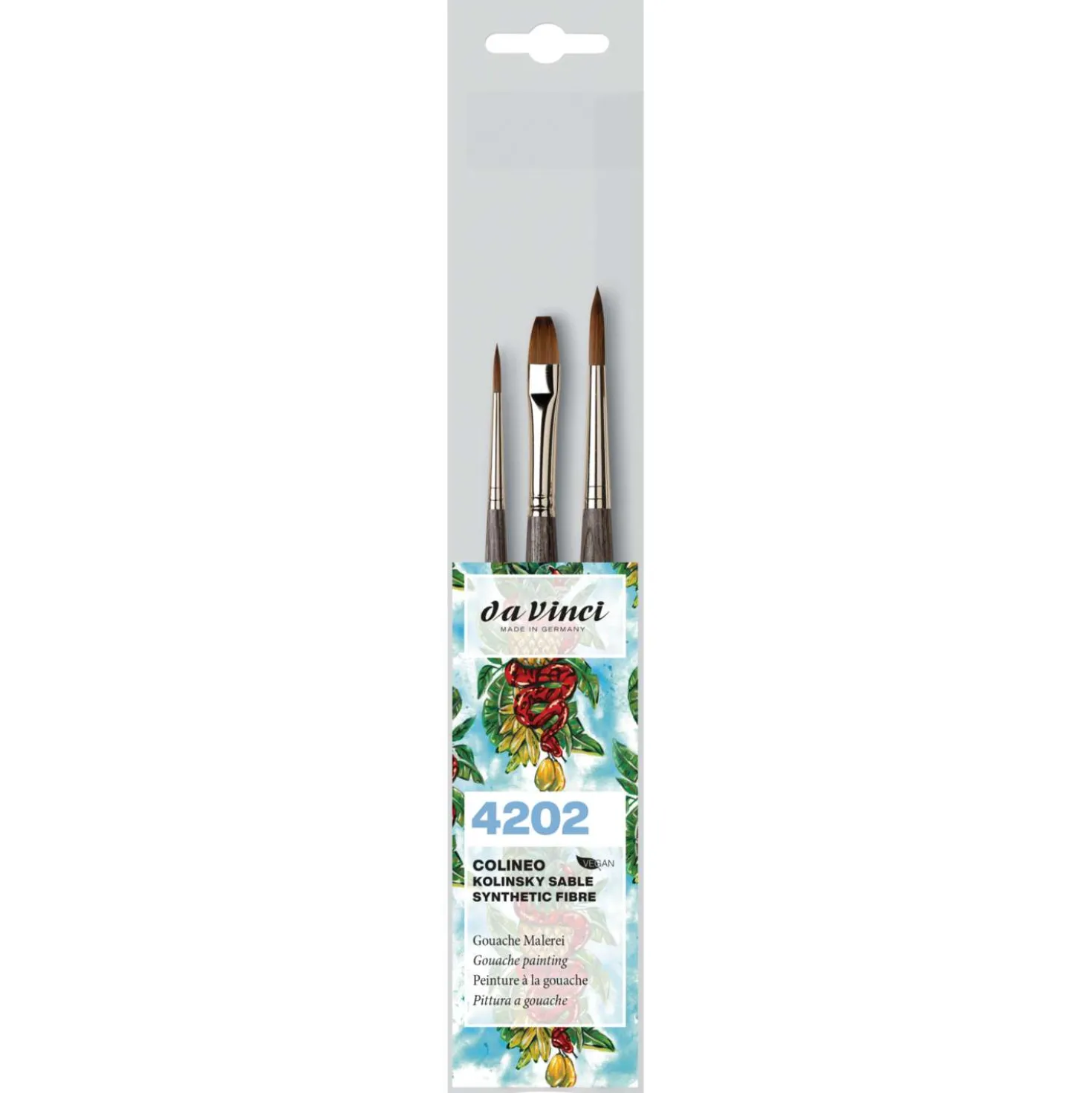 Da Vinci - Serie 4202, Colineo, Set di 3 pennelli per gouache