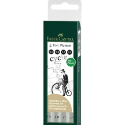 Faber-Castell - Ecco Pigment Cycle, Set da 4 fineliner fini