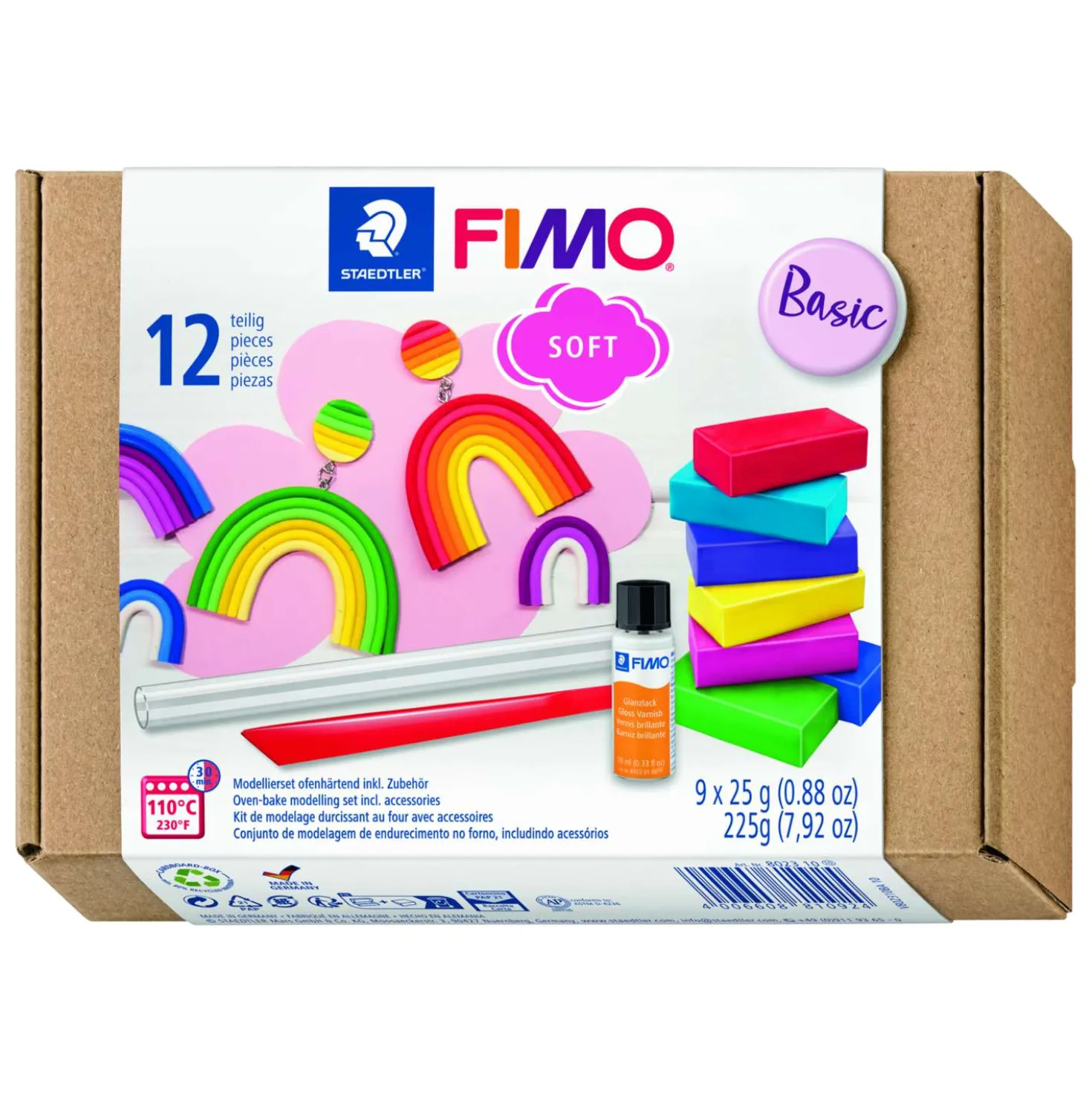 Fimo - Soft, Set Basic da 9 mezzi blocchi