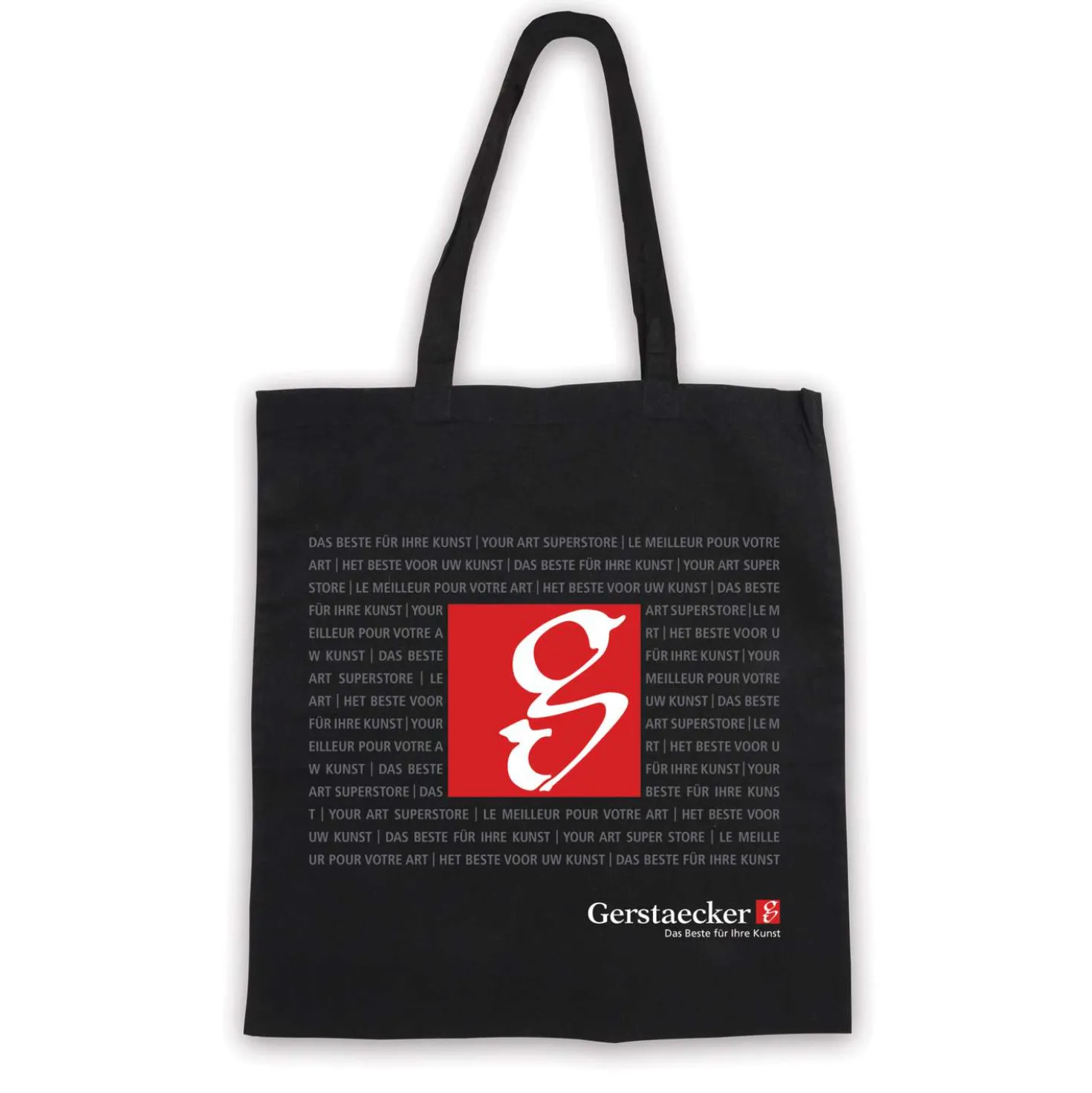 Gerstaecker - Borsa in cotone nero, manici lunghi