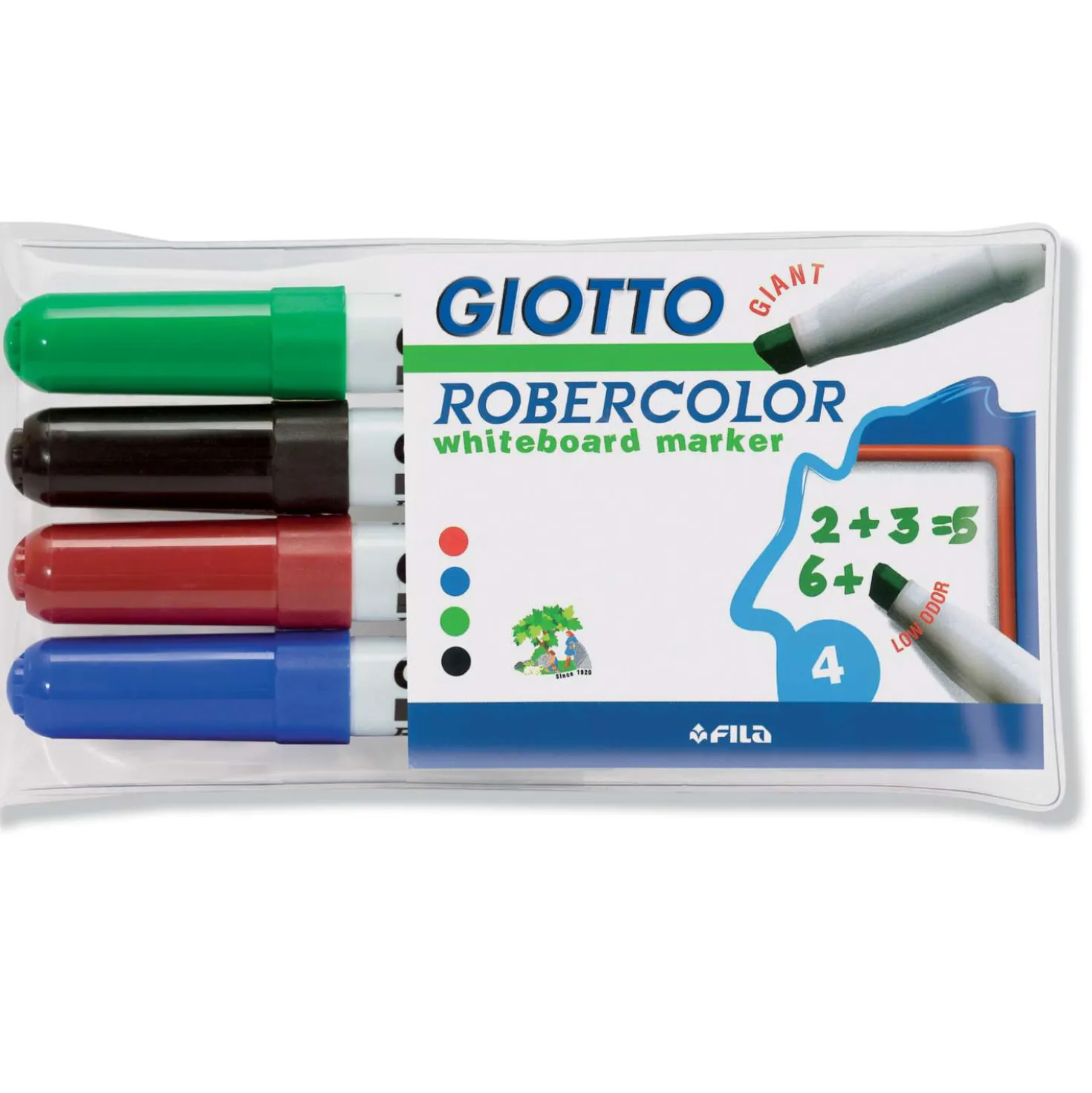 Giotto - Robercolor, Set di marker per lavagna bianca, punta smussata