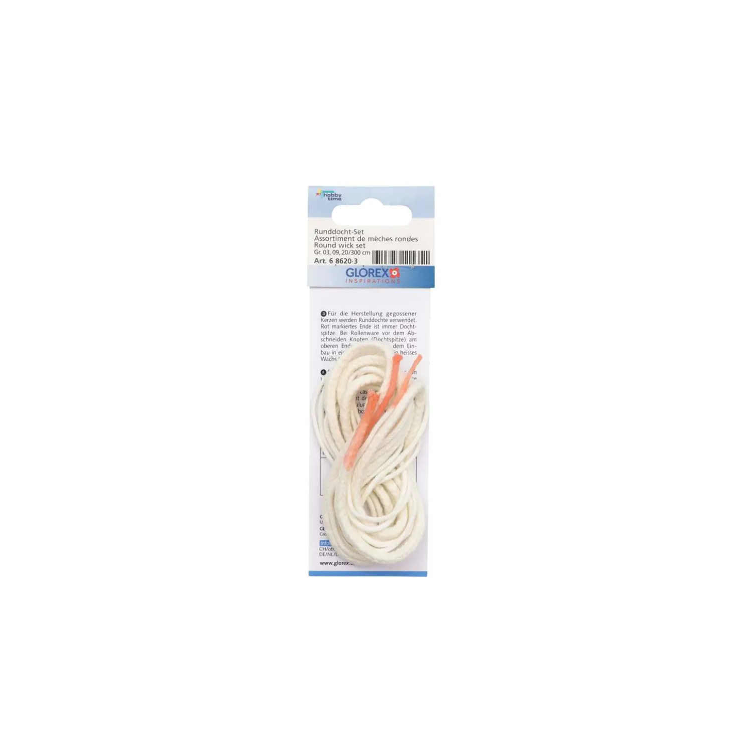Glorex - Assortimento di stoppini tondi per candele