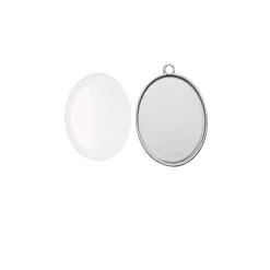 Glorex - Ciondolo Cabochon ovale, color argento