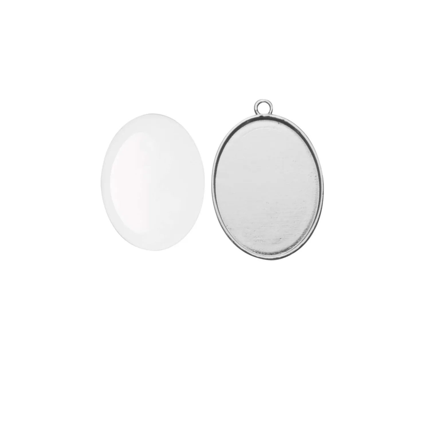 Glorex - Ciondolo Cabochon ovale, color argento