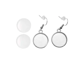 Glorex - Orecchino Cabochon tondo, color argento
