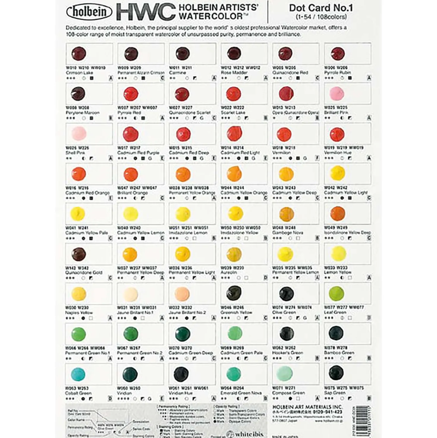 Holbein - HWC Dot Card, Acquerelli extra-fini per artisti