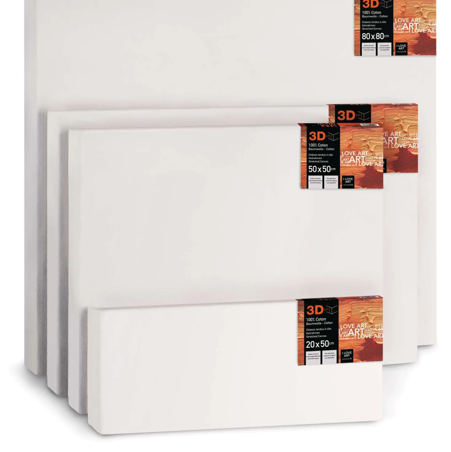 I Love Art - Telaio telato 3D in puro cotone, 300 g/m²