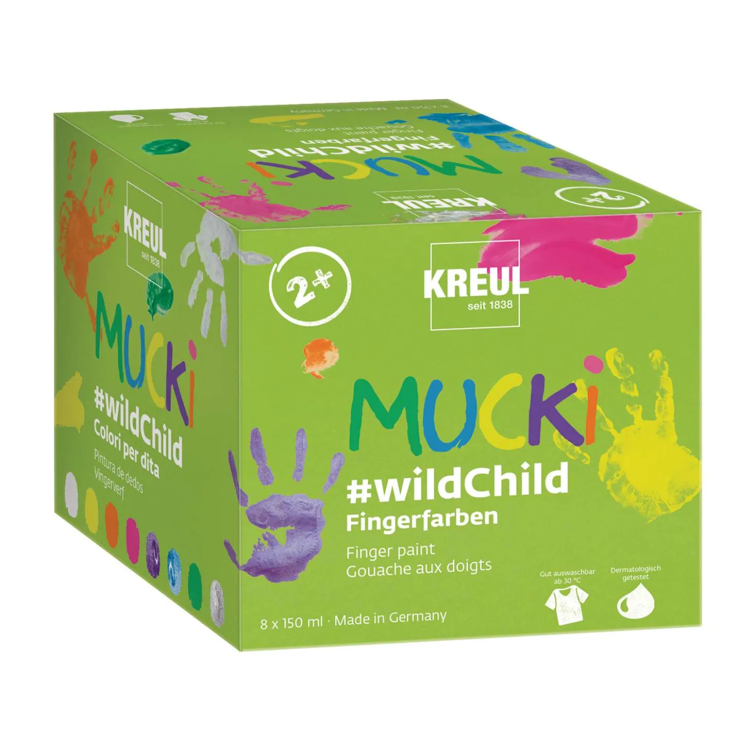 Kreul - Mucki Premium, Colori per dita #wildChild, set da 8