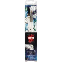Kum - Handgemalt Floral Classic, Set di pennelli per acquerello con guida