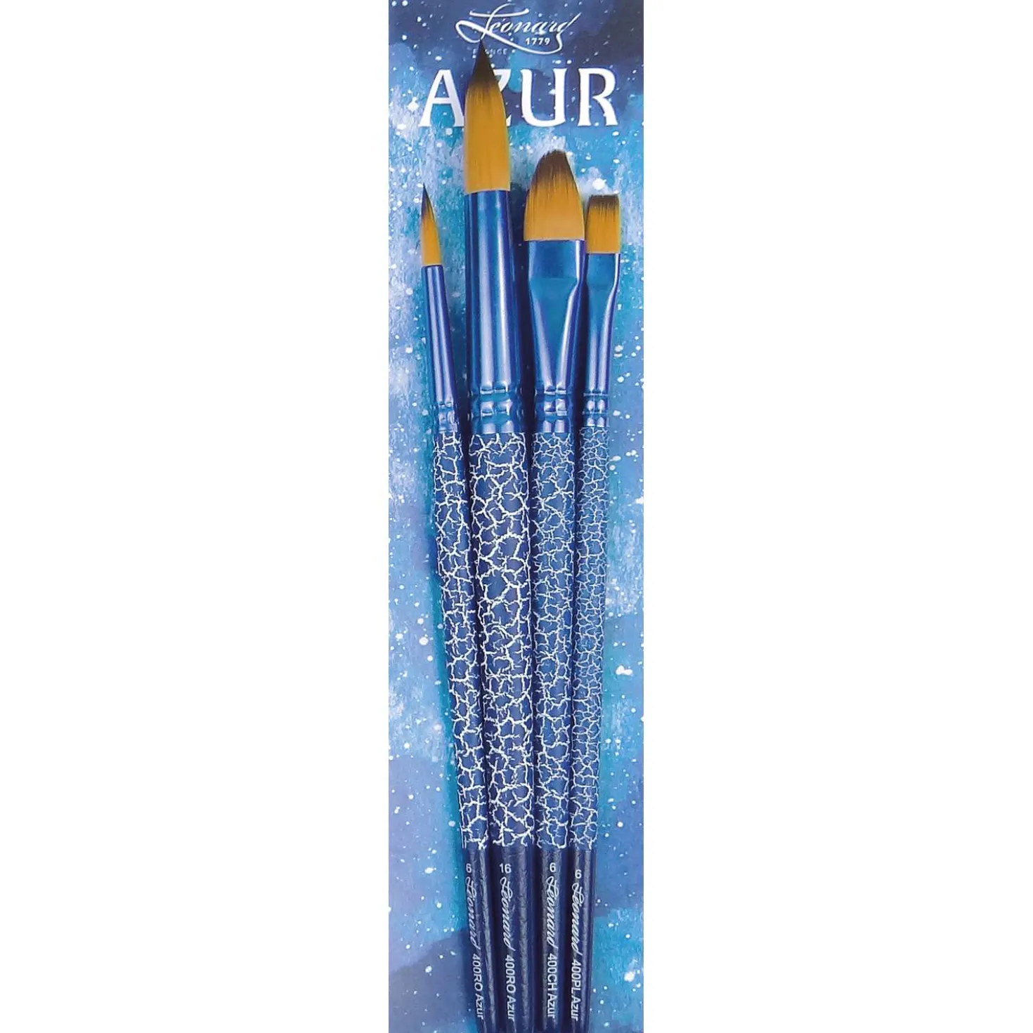 Léonard - Azur, Serie 400-3, Set di 4 pennelli vegani