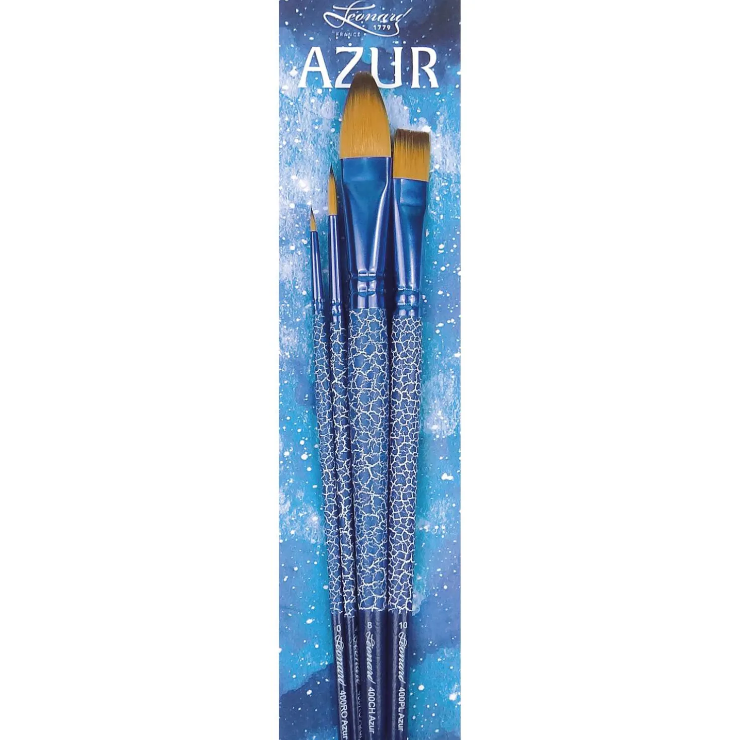 Léonard - Azur, Serie 400-1, Set di 4 pennelli vegani