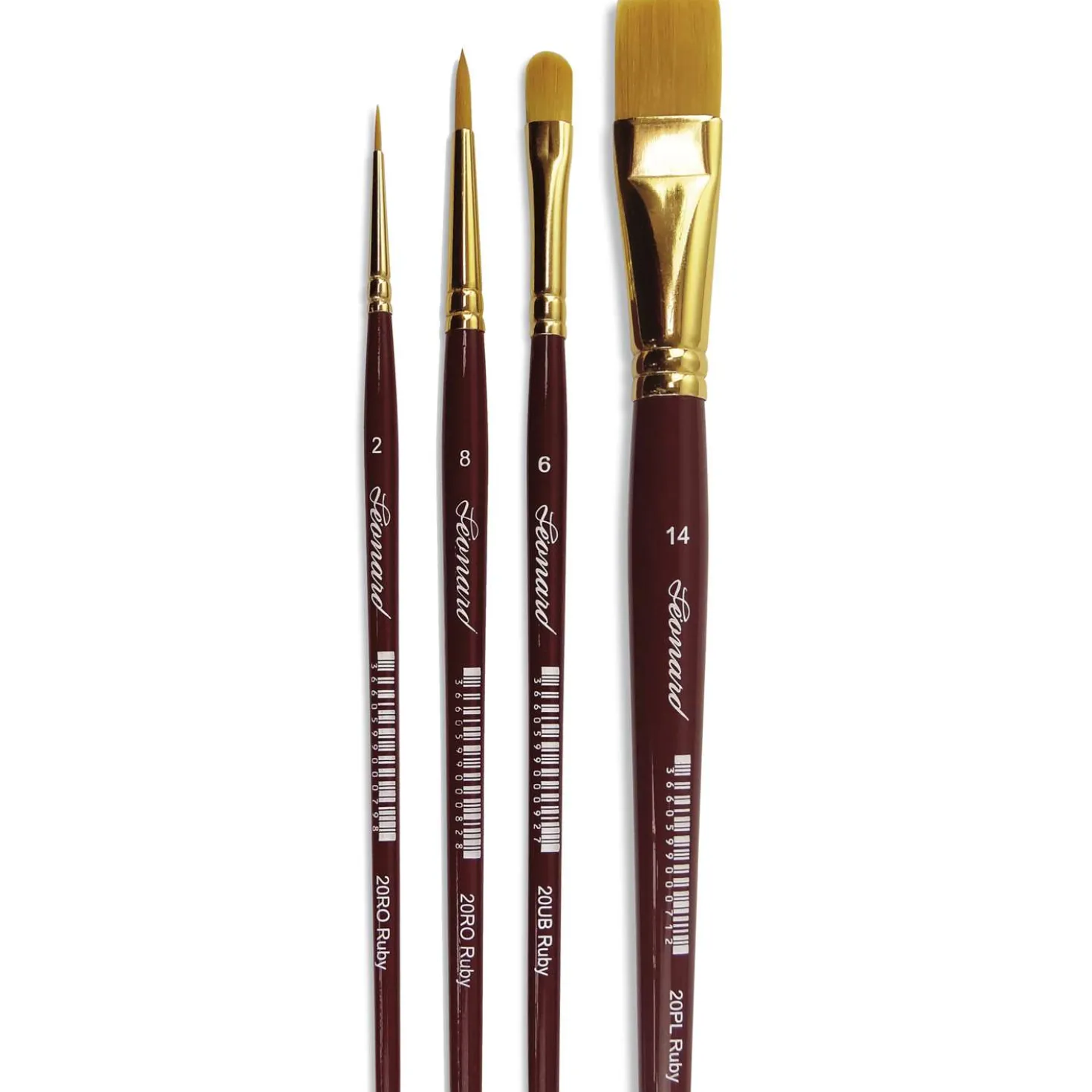 Léonard - Serie 20, Set di 4 pennelli sintetici per acrilico