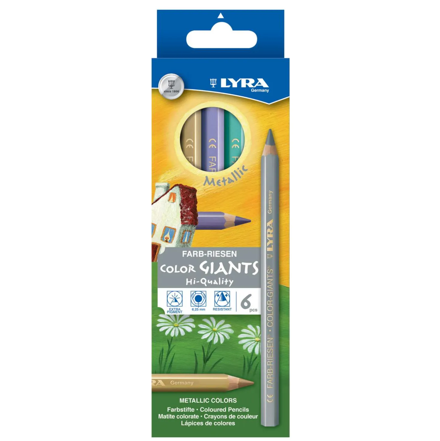 Lyra - Color Giants, Set da 6 matite colorate metallizzate
