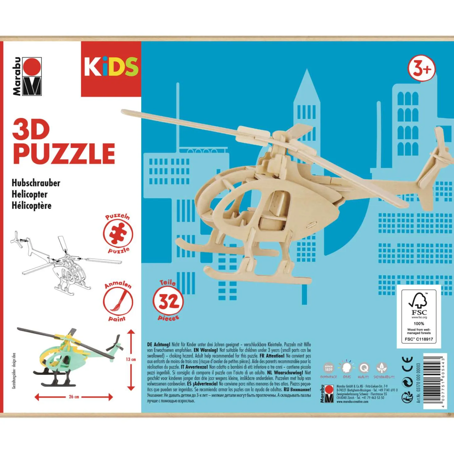 Marabu - Kids, Puzzle 3D da colorare