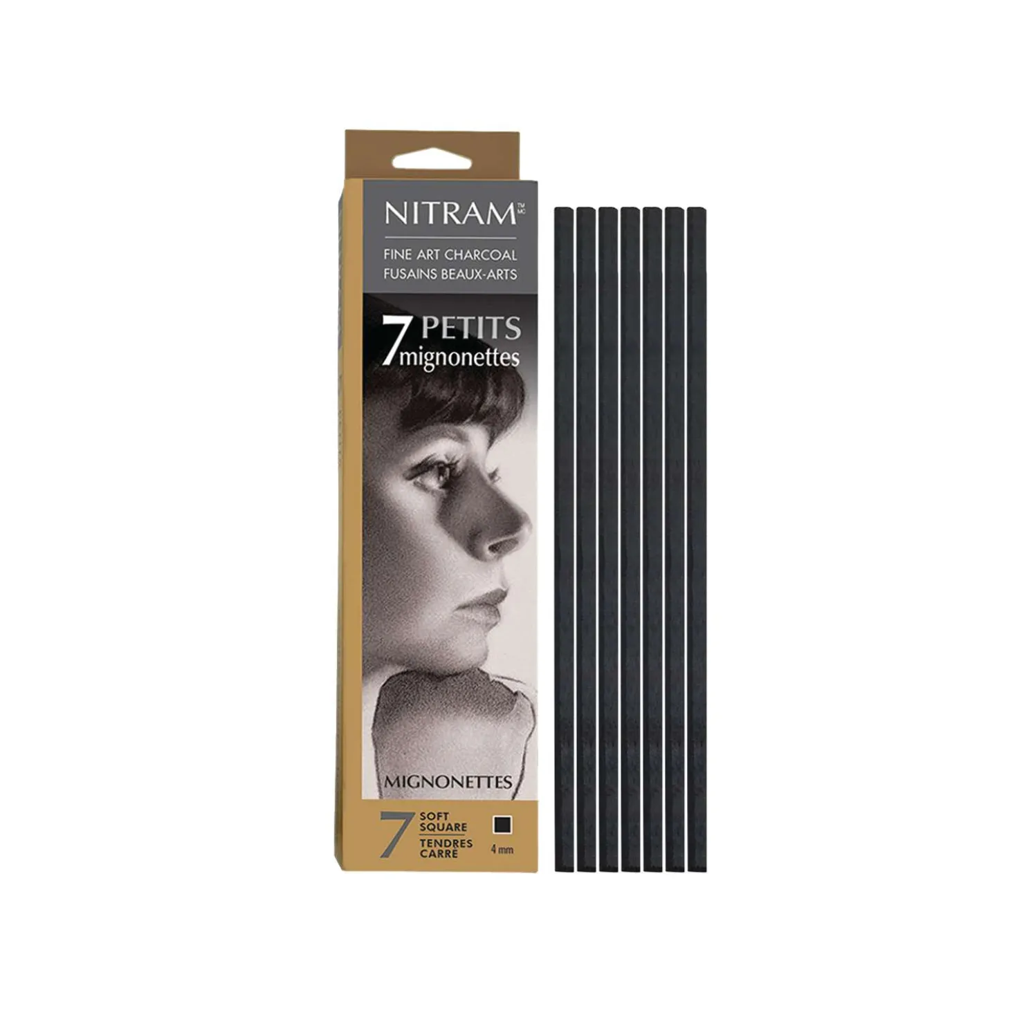 Nitram - Set di 7 stick di carboncino extra soft