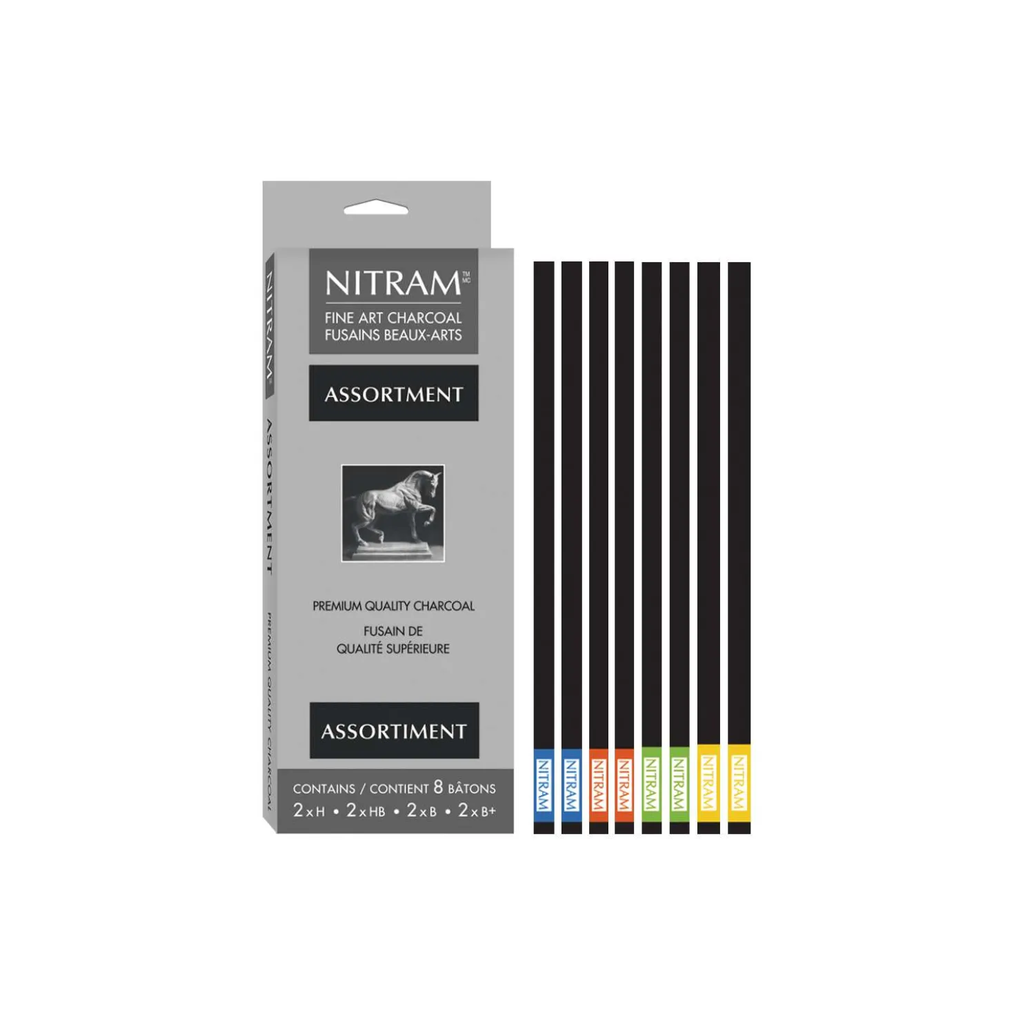 Nitram - Stick di carboncino, set da 8