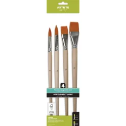 Pébéo - Set di 4 pennelli in fibre sintetiche dorate in poliammide