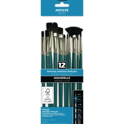 Pébéo - Set di 12 pennelli per acquerello, fibre sintetiche