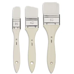 Pébéo - Set di 3 pennelli per gesso e vernice, fibra sintetica bianca