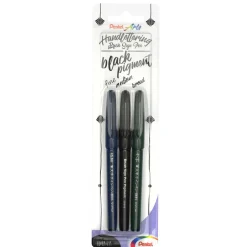 Pentel - Brush Sign Pen Black Pigment, Set da 3