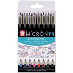 Sakura - Pigma Micron PN, Set da 8 Everyday Pens