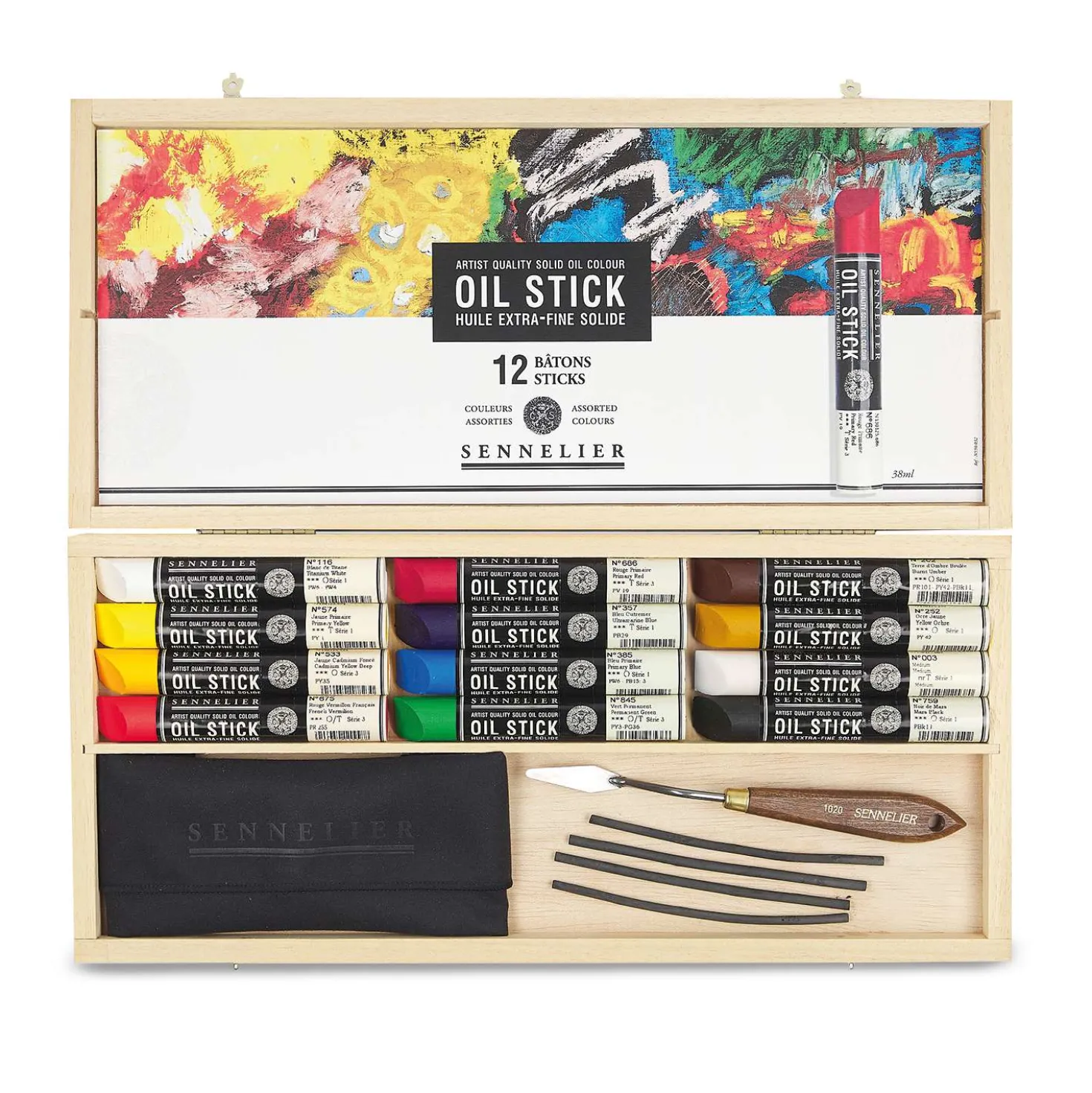 Sennelier - Set da 12 Oil Stick in valigetta di legno
