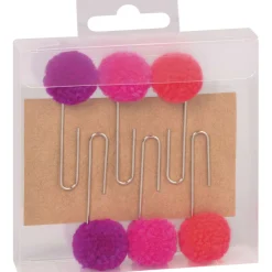 Set di graffette decorative con pompon neon