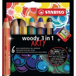 Stabilo - Arty, set di matite Woody 3 in 1 con temperamatite