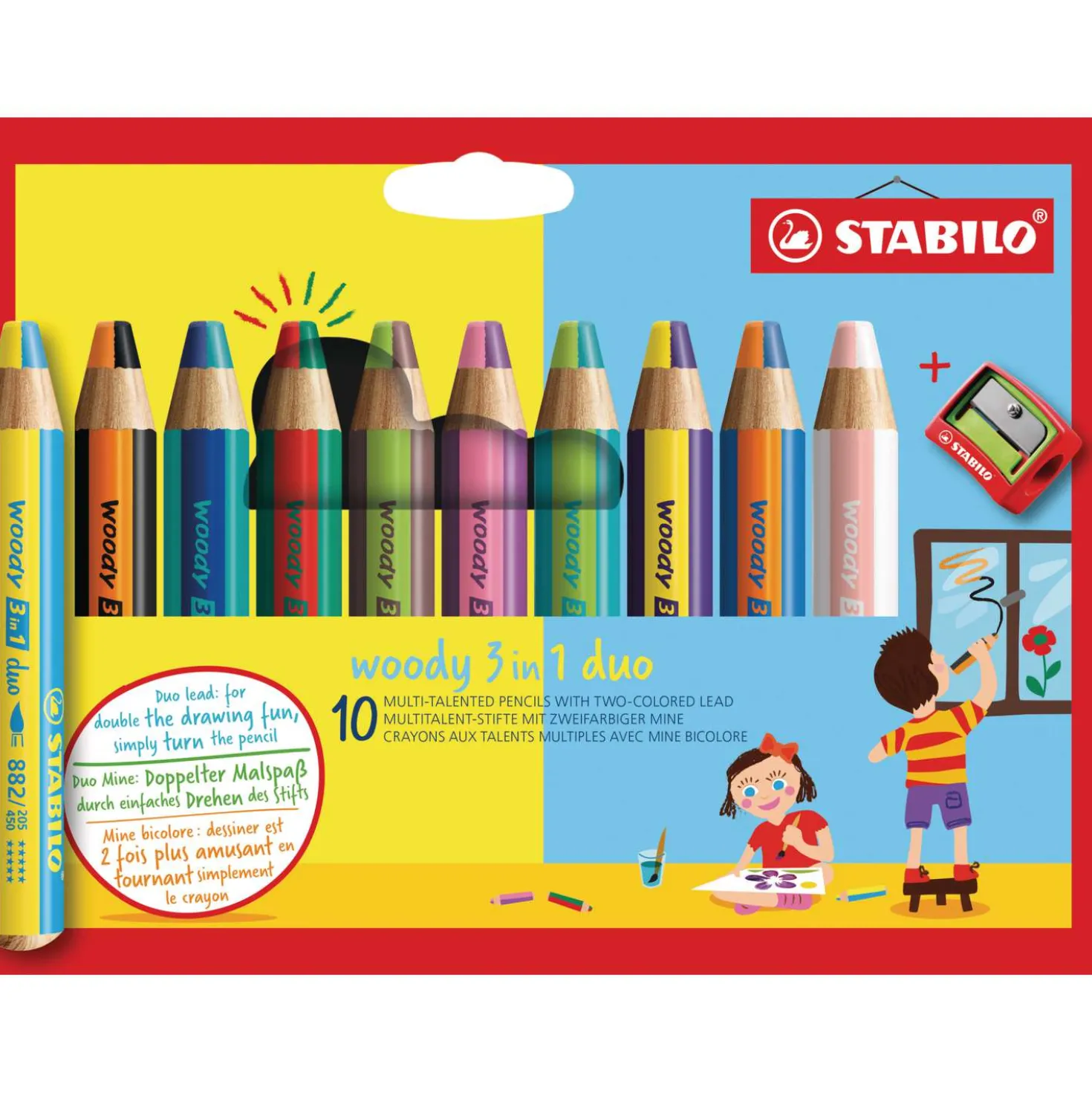 Stabilo - Woody 3 in 1 Duo, Set di matite colorate
