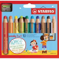 Stabilo - Woody 3 in 1, set di matite e temperino
