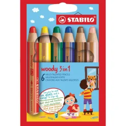 Stabilo - Woody 3 in 1, Set di matite colorate