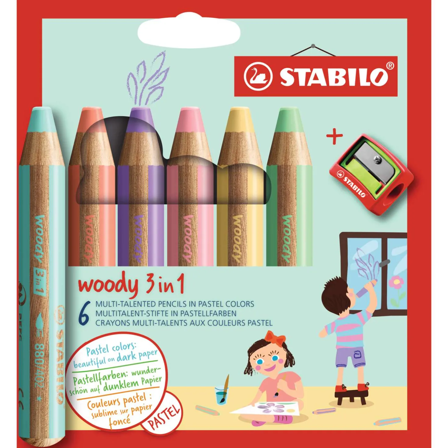 Stabilo - Woody 3 in 1, Set matite in tonalità pastello