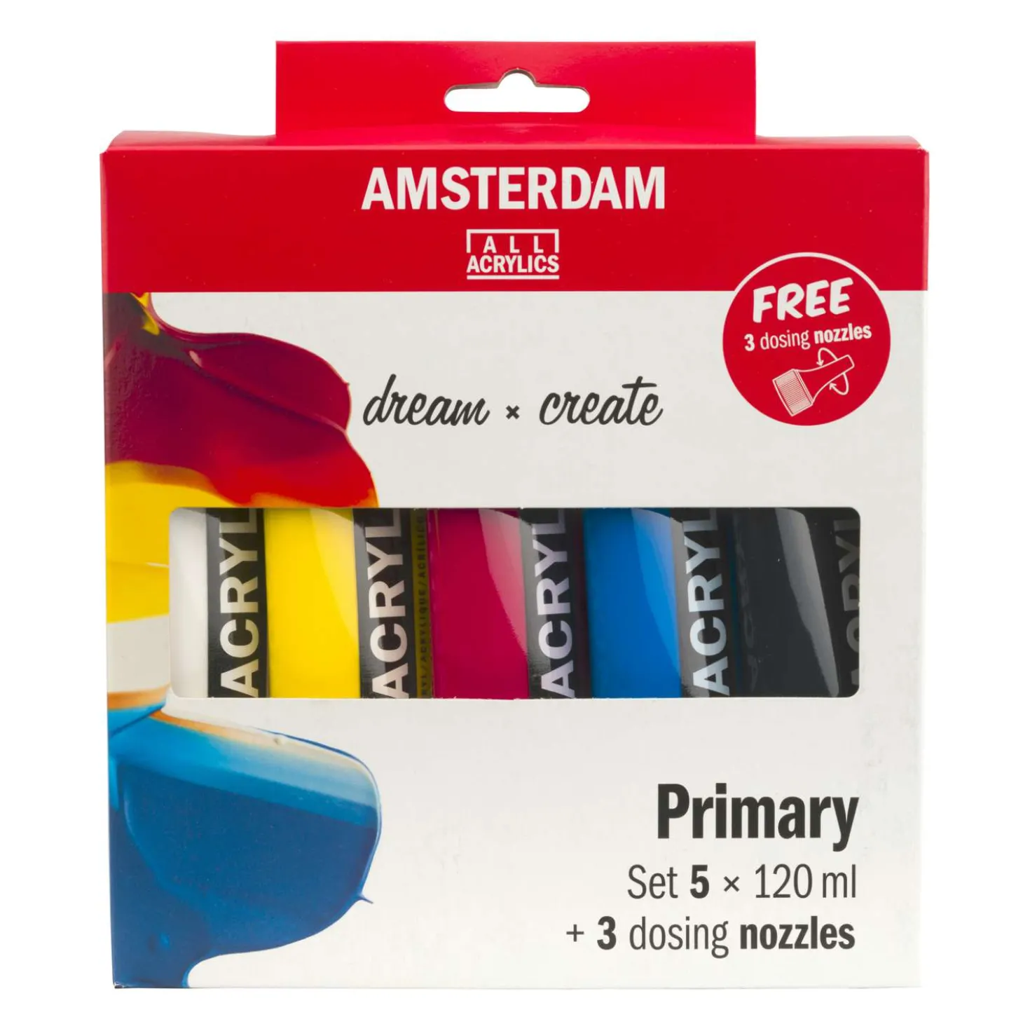 Talens - Amsterdam, Set acrilici standard colori primari + punte di dosaggio