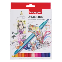 Talens - Bruynzeel Creatives, Set di Fineliner Brush Pen in confezione di cartone