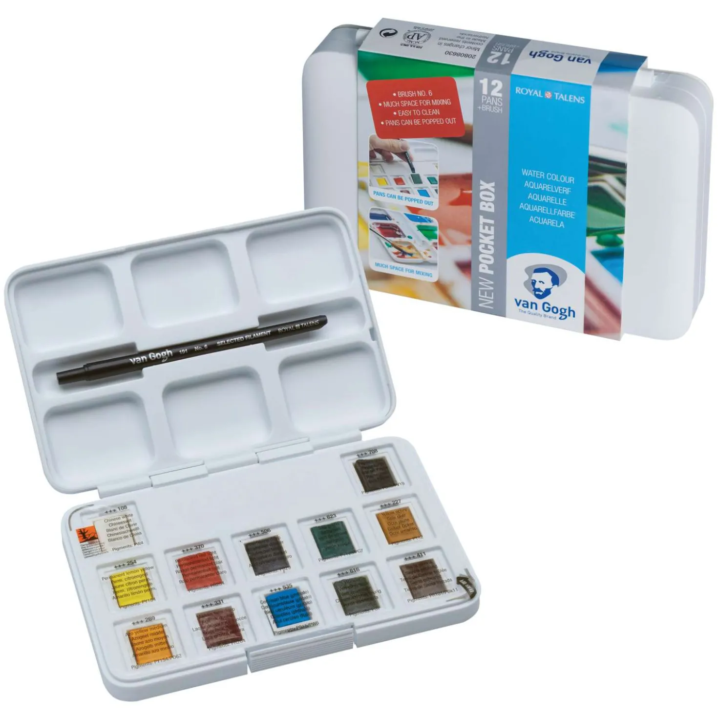 Talens - Van Gogh Pocket Box, set acquerelli con 12 1/2 godet